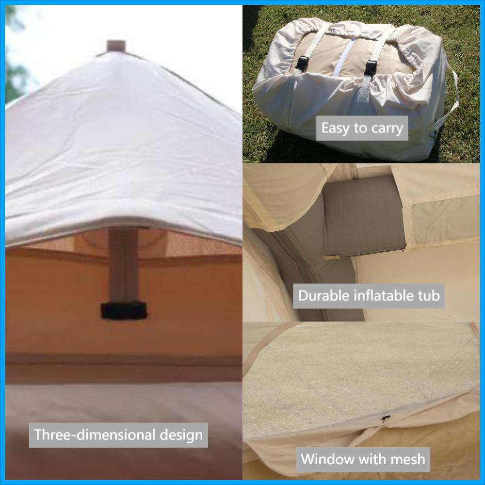 detalhe da barraca de acampamento inflável