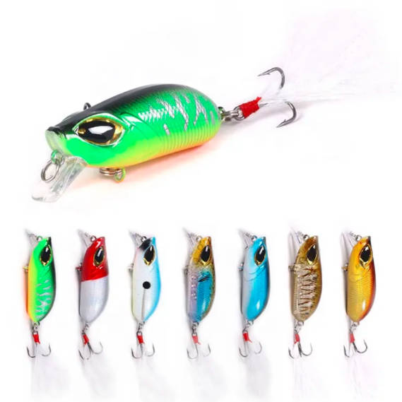 Artificial Hard Plastic Crankbait Fishing Lure with Feathered Hook