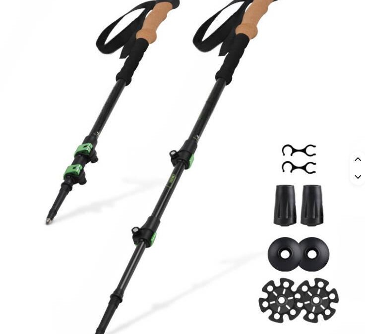 100% Carbon Fiber Telescoping Foldable Self Defense Hiking Trekking Poles Sticks