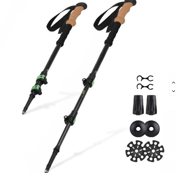 100% Carbon Fiber Telescoping Foldable Self Defense Hiking Trekking Poles Sticks