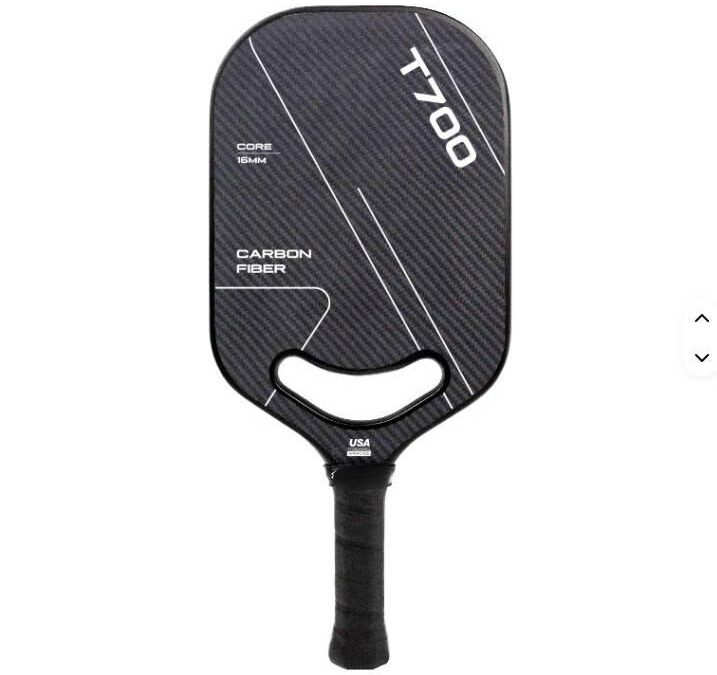 Professionele gethermoformeerde 16 mm T700-vezel pickleballpeddel met koolstofstructuur