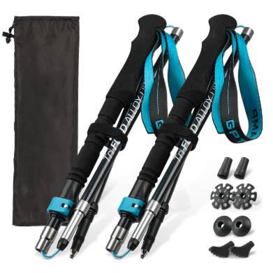 Anpassade hopfällbara vandringsstavar i kolfiber, lättviktig vandringsstav