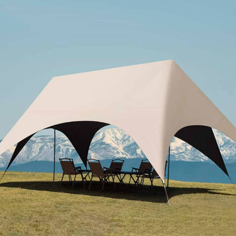 Tienda de campaña con dosel y protección solar de 360°, refugio para acampar, tienda de campaña