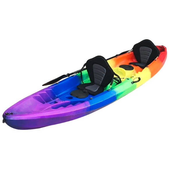 Kayak de pêche double personnalisé, canoë sit-on-top coloré pour 2 personnes