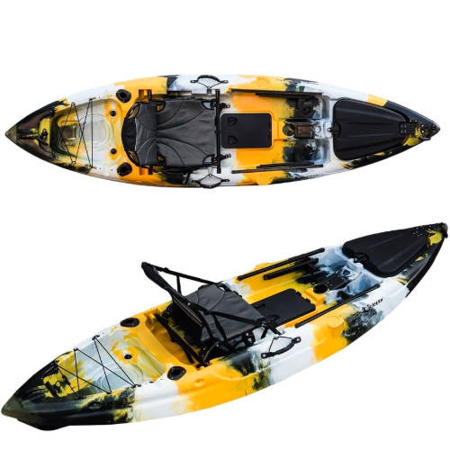 Kayak de pêche monoplace avec logo personnalisé et pagaie