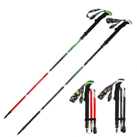 Bastoncini da trekking pieghevoli ultraleggeri in fibra di carbonio con impugnatura in EVA