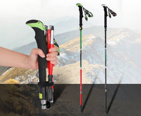 Ultra Lightweight Carbon Fiber Trekking Poles Folding Walking Sticks with EVA Handle2