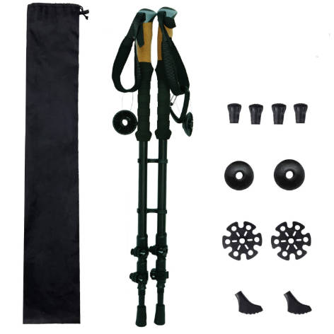 Bastoncini da trekking ultraleggeri in carbonio con chiusura rapida