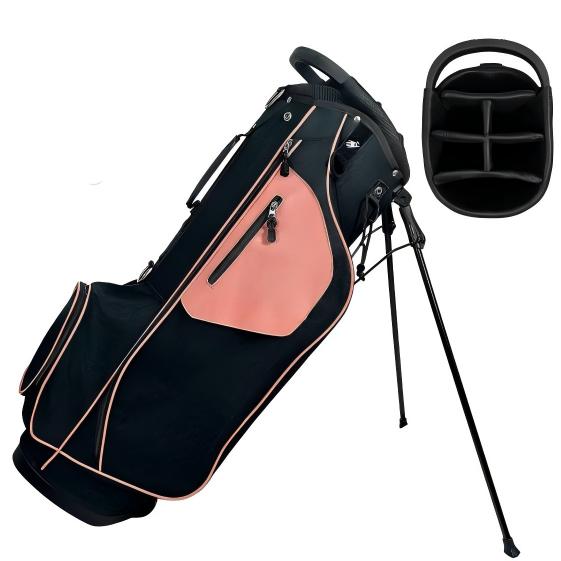 OEM Custom Two Tone Golf Stand Bag Black Pink Lightweight Golf Club Carrier Bag