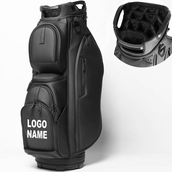 Professional Custom Logo Golf Cart Bag Durable Waterproof PU Leather Golf Bag