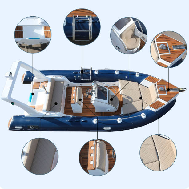PVC Hypalon glasfiber sportsyacht fiskerbåd med påhængsmotor